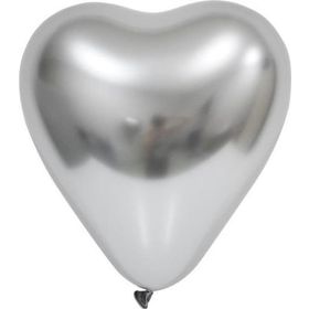 Balon Evi 12 Krom 50'li Kalp Silver Balon