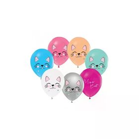 Balon Evi 4+1 Miss Cat Baskılı 12 inç 8'li Balon
