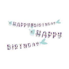 Balon Evi TPD0666 Pırıltılı Deniz Kızı, 2.50m ''Happy Birthday'' Banner