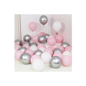 Balonevi 30 Adet Metalik Gümüş-Pembe-Beyaz Helyumla Uçan Balon