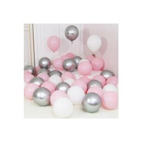 Balonevi 30 Adet Metalik Gümüş-Pembe-Beyaz Helyumla Uçan Balon
