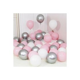 Balonevi 30 Adet Metalik Gümüş-Pembe-Beyaz Helyumla Uçan Balon