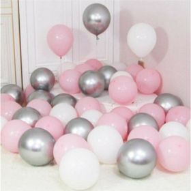Balonevi 30 Adet Metalik Gümüş-Pembe-Beyaz Helyumla Uçan Balon