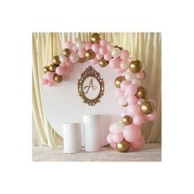 Balonevi 50 Adet 12 inç Metalik Parti Balonu Pembe - Beyaz - Gold + 5 mt Balon Zinciri