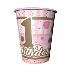 Balonevi BMP1110THB5169 Pırıltılı First Birthday Kız 220-2 8 Li 1 Paket 8 Adet Bardak