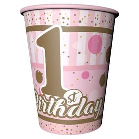 Balonevi BMP1110THB5169 Pırıltılı First Birthday Kız 220-2 8 Li 1 Paket 8 Adet Bardak