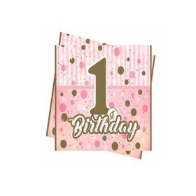 Balonevi BMP1410THB5442 Pırıltılı First Birthday Kız Masa Örtüsü