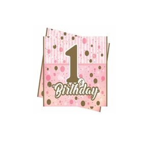 Balonevi BMP1410THB5442 Pırıltılı First Birthday Kız Masa Örtüsü