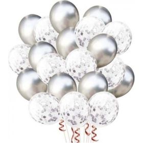 Balonevi Gümüş Konfetili 20 Adet Balon Seti