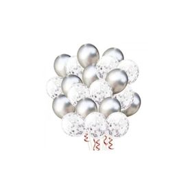Balonevi Gümüş Konfetili 20 Adet Balon Seti