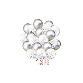 Balonevi Gümüş Konfetili 20 Adet Balon Seti