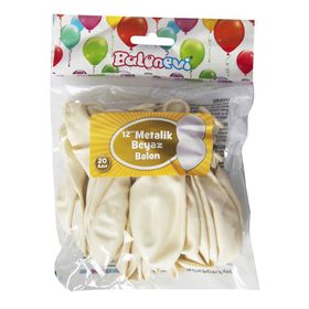 Balonevi Metalik Beyaz Balon