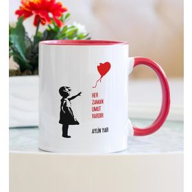 Balonlu Kız Banksy Kırmızı Kupa Bardak
