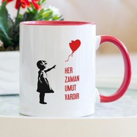 Balonlu Kız Banksy Kırmızı Kupa Bardak