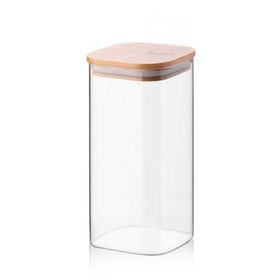 Balsa KVN16 1400 ML Bambu Kapaklı Cam Kare Kavanoz