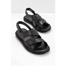 Bambi E05804024103 Siyah Leather Erkek Sandalet
