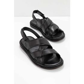 Bambi E05804024103 Siyah Leather Erkek Sandalet