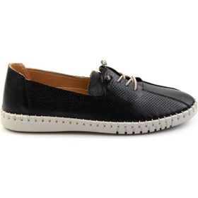 Bambi K01028130503 Siyah Beyaz Leather Kadın Casual Ayakkabı