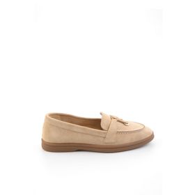 Bambi K01045035802 Bej Hakiki Deri Kadın Loafer Ayakkabı