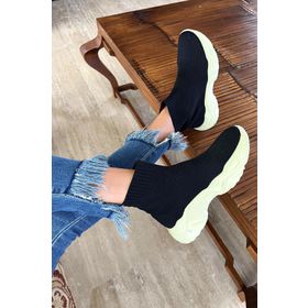Bambi K01122000482 Siyah Yeşil Triko Kadın Sneaker