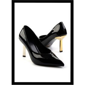 Bambi K01188051108 Siyah Rugan Kadın Klasik Topuklu Ayakkabı