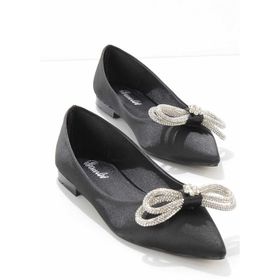 Bambi K01211500738 Siyah Saten Kadın Klasik Topuklu Ayakkabı