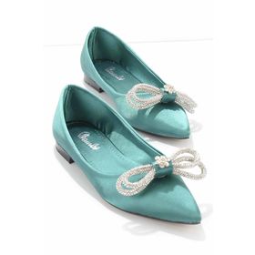 Bambi K01211500738 Yeşil Saten Kadın Klasik Topuklu Ayakkabı