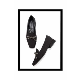 Bambi K01213034338 Mat Siyah Saten Kadın Babet