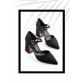 Bambi K012313640 04 Siyah Kumaş Kadın Klasik Topuklu Ayakkabı