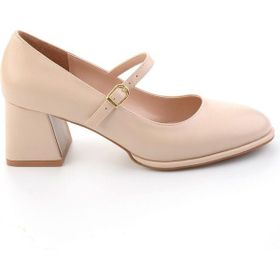 Bambi K01231481609 Parlak Bej Kadın Klasik Topuklu Ayakkabı
