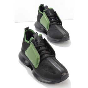 Bambi K01238012682 Siyah Yeşil Triko Kadın Sneaker