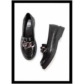Bambi K01257067011 Siyah Rugan Kadın Loafer Ayakkabı