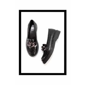 Bambi K01257067011 Siyah Rugan Kadın Loafer Ayakkabı
