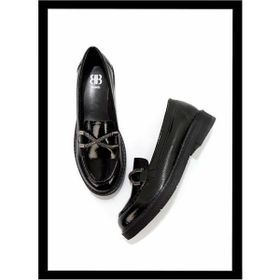 Bambi K01257067408 Siyah Kırışık Rugan Kadın Loafer Ayakkabı