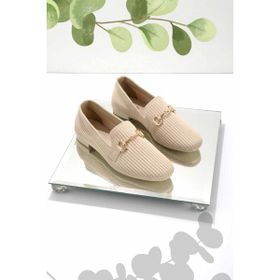 Bambi K01320302082 Triko Bej Kadın Loafer Ayakkabı