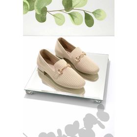 Bambi K01320302082 Triko Bej Kadın Loafer Ayakkabı