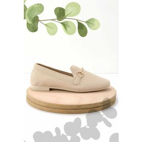 Bambi K01320302082 Triko Bej Kadın Loafer Ayakkabı