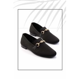 Bambi K01320302682 Siyah Triko Kadın Loafer Ayakkabı