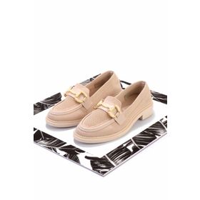 Bambi K01362245682 Bej Triko Kadın Loafer Ayakkabı