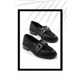Bambi K01362245682 Siyah Triko Kadın Loafer Ayakkabı