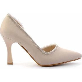 Bambi K01471060038 Mat Bej Kadın Klasik Topuklu Ayakkabı