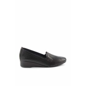 Bambi K01531199503 Siyah Leather Kadın Dolgu Topuklu Ayakkabı