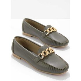 Bambi K01542122009 Haki Kadın Loafer Ayakkabı
