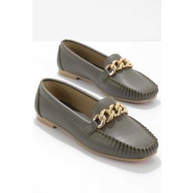 Bambi K01542122009 Haki Kadın Loafer Ayakkabı