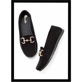 Bambi K01542167902 Siyah Süet Kadın Loafer Ayakkabı