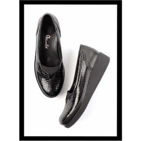 Bambi K01586060111 Parlak Siyah Kroko Leather Kadın Casual Ayakkabı