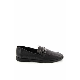 Bambi K01586213603 Siyah Leather Kadın Loafer Ayakkabı