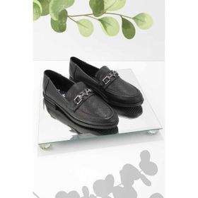 Bambi K01586213603 Siyah Leather Kadın Loafer Ayakkabı