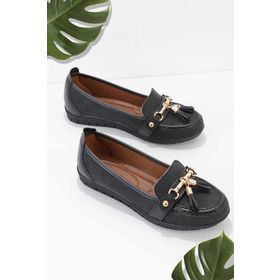 Bambi K01590010909 Siyah Kadın Loafer Ayakkabı