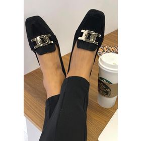 Bambi K01641165102 Siyah Süet Kadın Loafer Ayakkabı